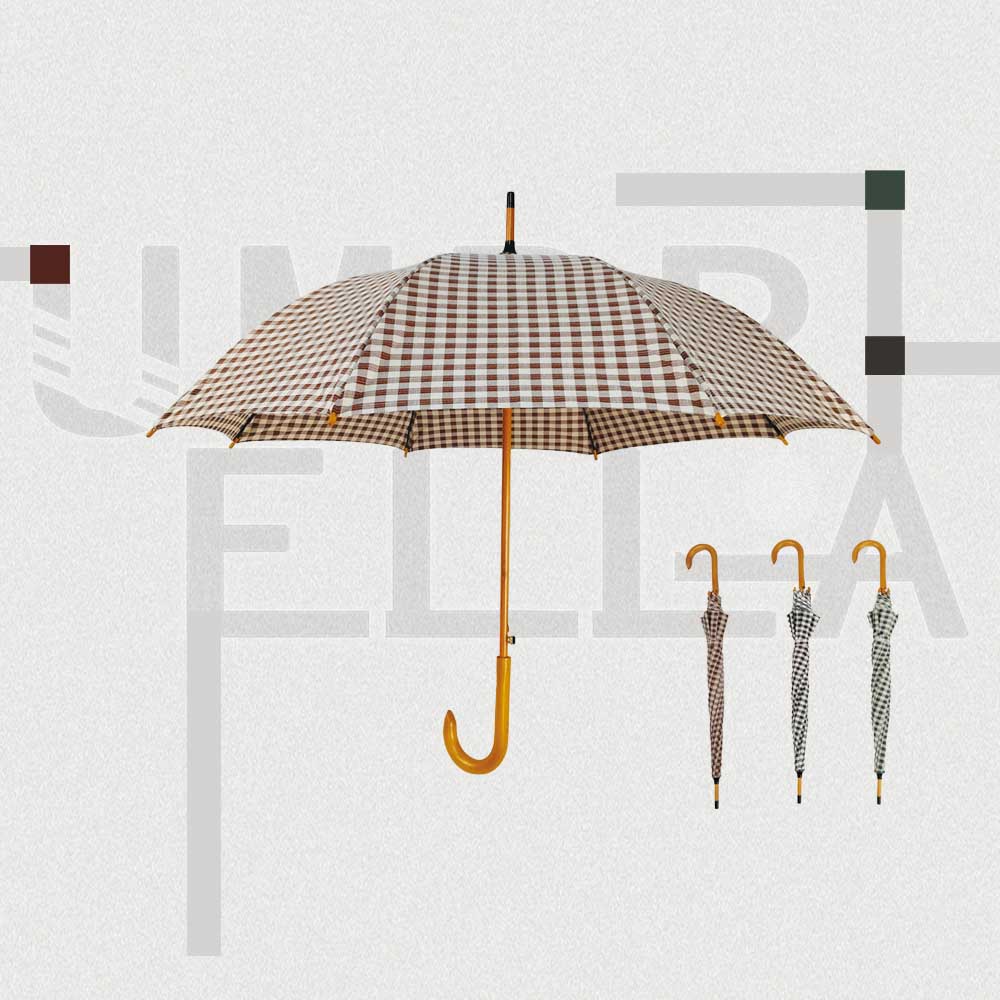 簡(jiǎn)約格子長柄傘